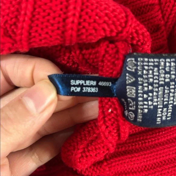 Ralph Lauren Sport Crimson Red Cable Knit V-Neck Sweater Preppy Size Large NWT - Picture 7 of 7
